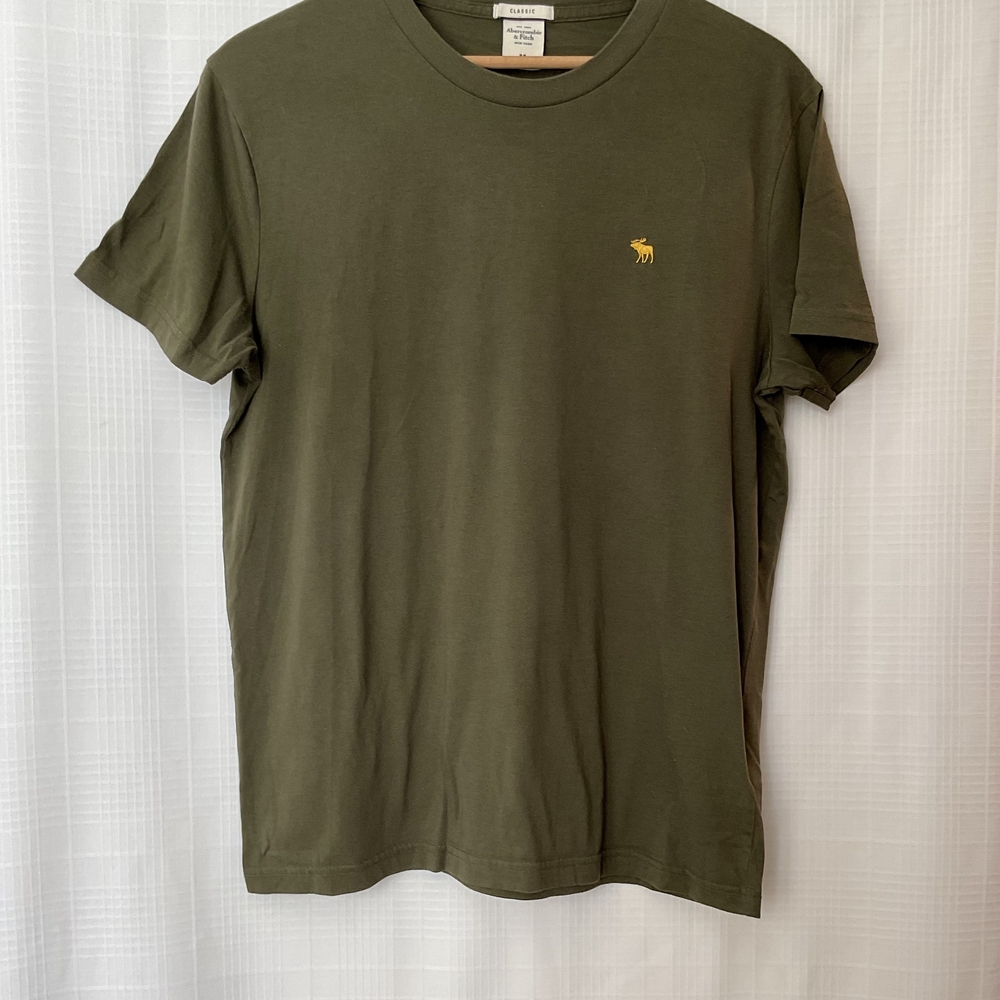 Abercrombie & Fitch Khaki T-Shirt with Yellow Logo